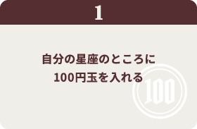 自分の星座のところに100円玉を入れる