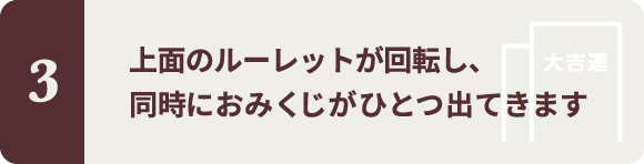 上面のルーレットが回転し、同時におみくじがひとつ出てきます
